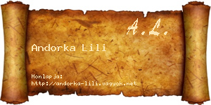 Andorka Lili névjegykártya